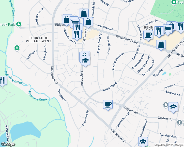 map of restaurants, bars, coffee shops, grocery stores, and more near 1708 Choate Place in Henrico
