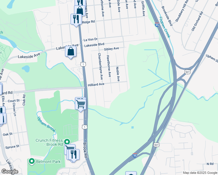map of restaurants, bars, coffee shops, grocery stores, and more near 5420 Hawthorne Avenue in Richmond