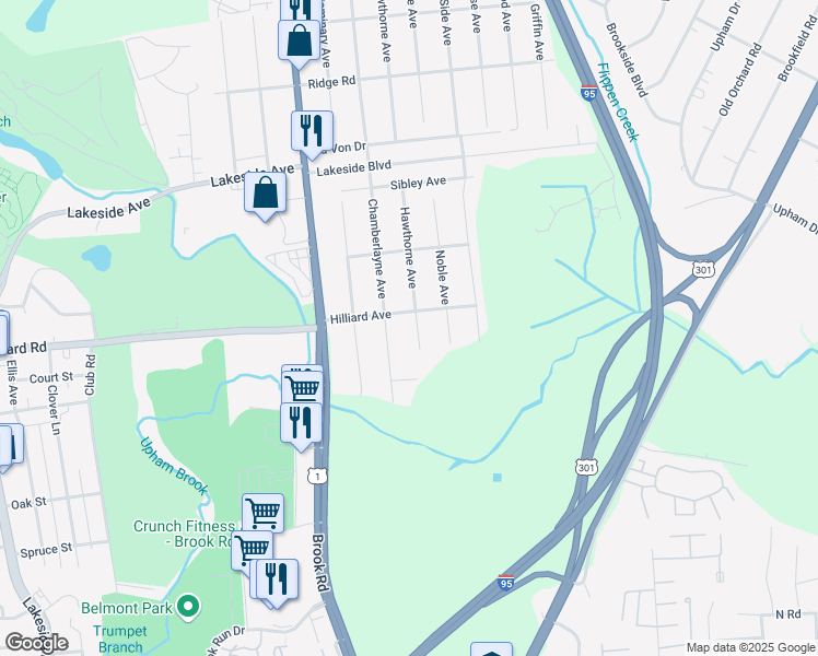 map of restaurants, bars, coffee shops, grocery stores, and more near 5420 Hawthorne Avenue in Richmond