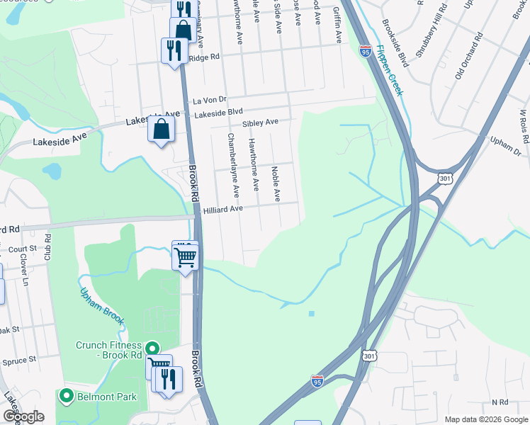 map of restaurants, bars, coffee shops, grocery stores, and more near 5502 Noble Avenue in Richmond