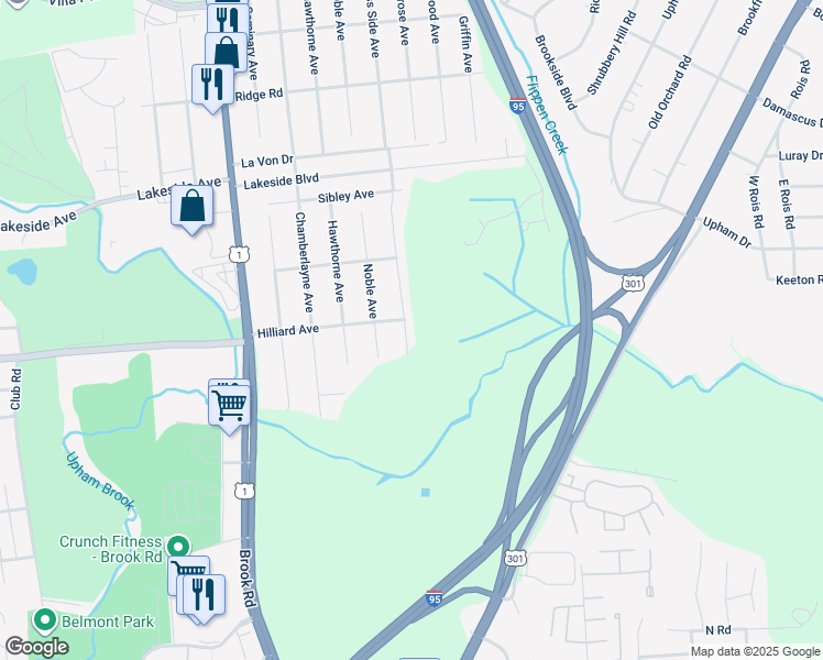 map of restaurants, bars, coffee shops, grocery stores, and more near 5427 Moss Gate Terrace in Richmond