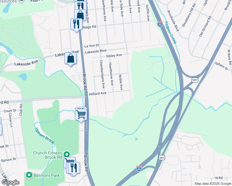 map of restaurants, bars, coffee shops, grocery stores, and more near 5502 Noble Avenue in Richmond