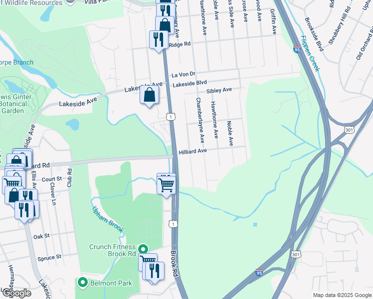 map of restaurants, bars, coffee shops, grocery stores, and more near 5500 Seminary Avenue in Richmond