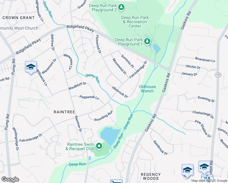 map of restaurants, bars, coffee shops, grocery stores, and more near 1900 Idlebrook Drive in Richmond