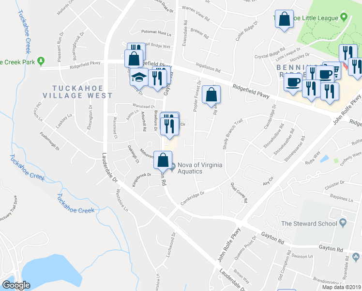 map of restaurants, bars, coffee shops, grocery stores, and more near 1701 Taft Place in Richmond