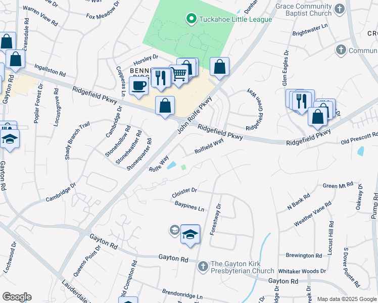 map of restaurants, bars, coffee shops, grocery stores, and more near 10801 Colonist Drive in Henrico