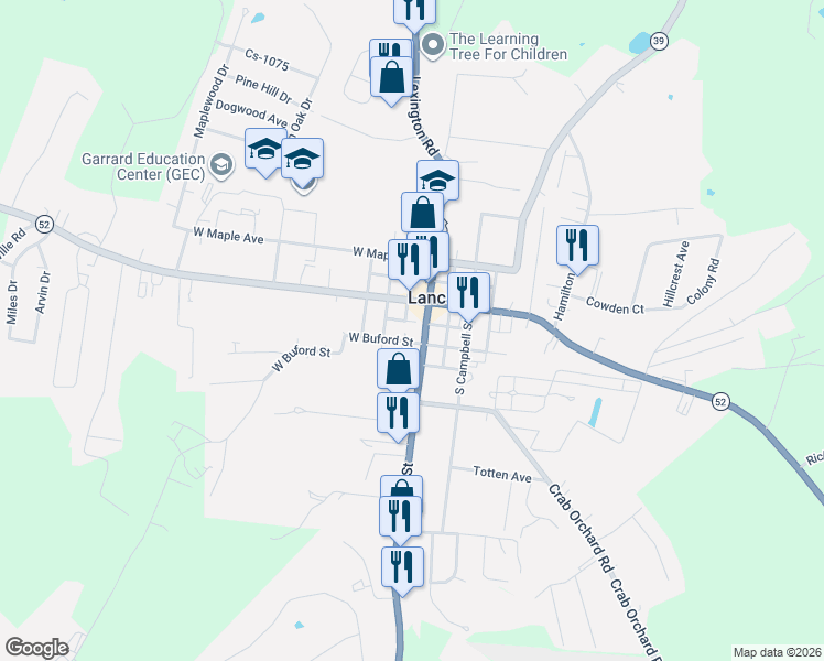 map of restaurants, bars, coffee shops, grocery stores, and more near 6 Stanford Street in Lancaster