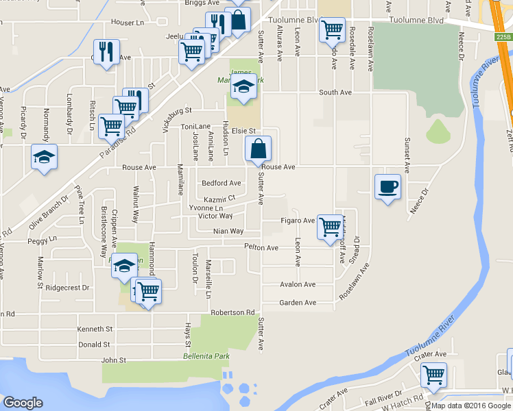 map of restaurants, bars, coffee shops, grocery stores, and more near 808 Clementa Way in Modesto