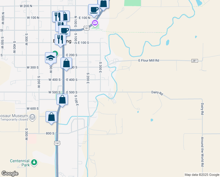 map of restaurants, bars, coffee shops, grocery stores, and more near 499 Dine Court in Blanding