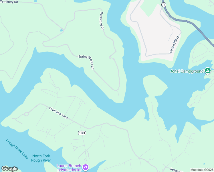 map of restaurants, bars, coffee shops, grocery stores, and more near Spring Shores Lane in Falls of Rough