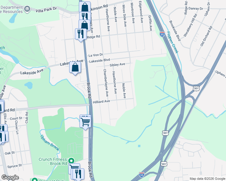 map of restaurants, bars, coffee shops, grocery stores, and more near 5502 Hawthorne Avenue in Richmond
