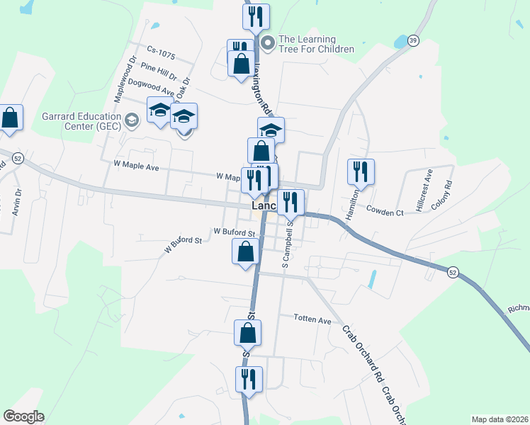 map of restaurants, bars, coffee shops, grocery stores, and more near 6 Stanford Street in Lancaster