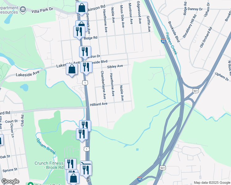 map of restaurants, bars, coffee shops, grocery stores, and more near 5511 Hawthorne Avenue in Richmond