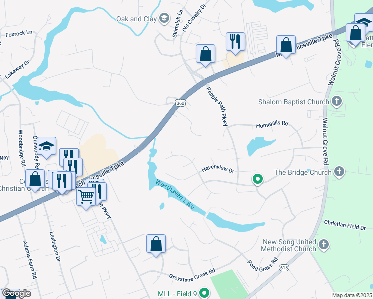 map of restaurants, bars, coffee shops, grocery stores, and more near 8054 Lake Haven Drive in Mechanicsville