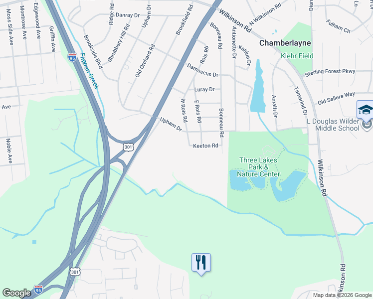 map of restaurants, bars, coffee shops, grocery stores, and more near 317 Keeton Road in Richmond