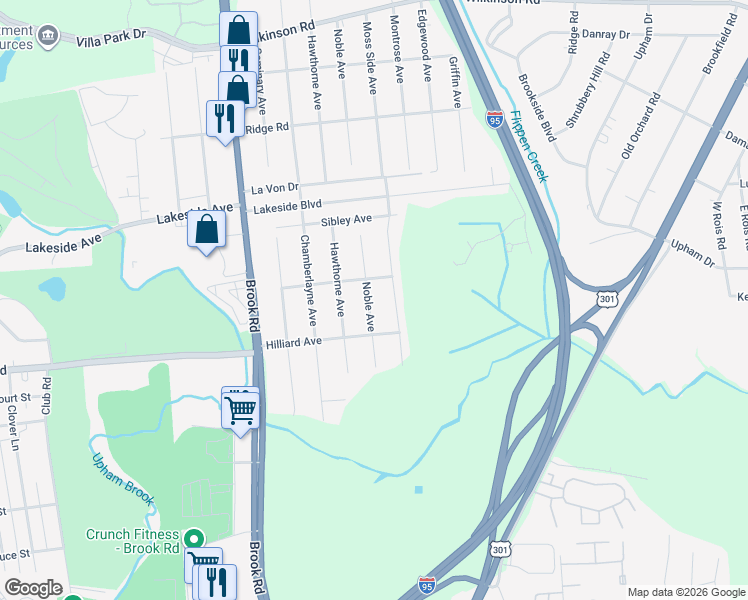 map of restaurants, bars, coffee shops, grocery stores, and more near 5528 Noble Avenue in Richmond