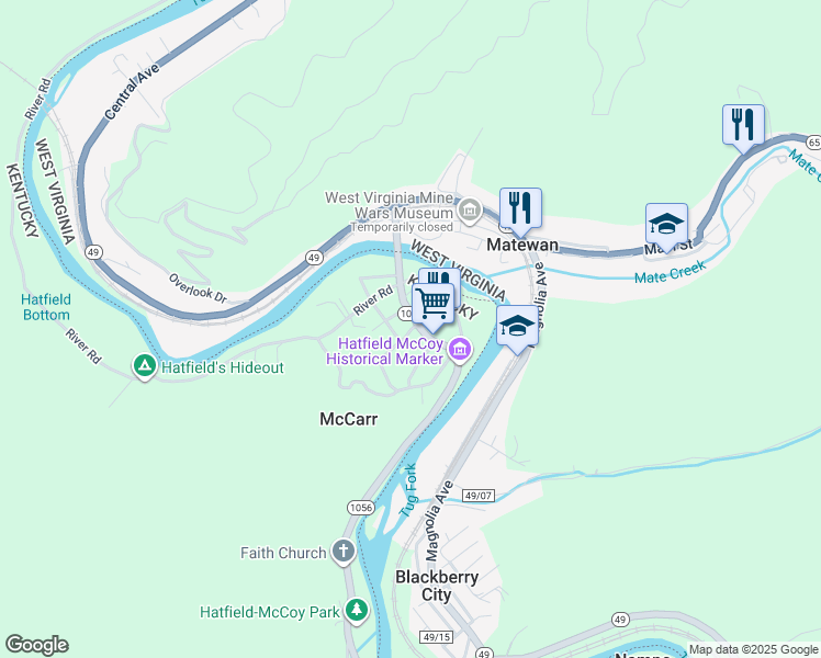 map of restaurants, bars, coffee shops, grocery stores, and more near 1-99 Ashwood Drive in McCarr