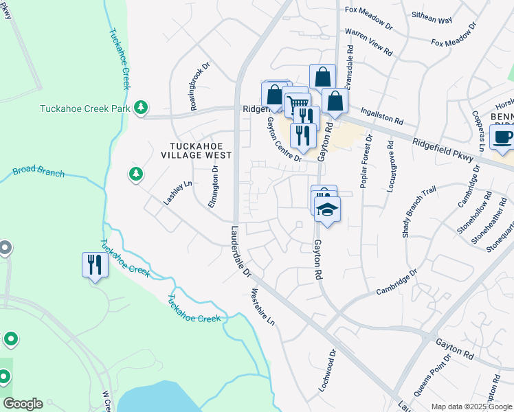 map of restaurants, bars, coffee shops, grocery stores, and more near 2415 Wanstead Court in Richmond