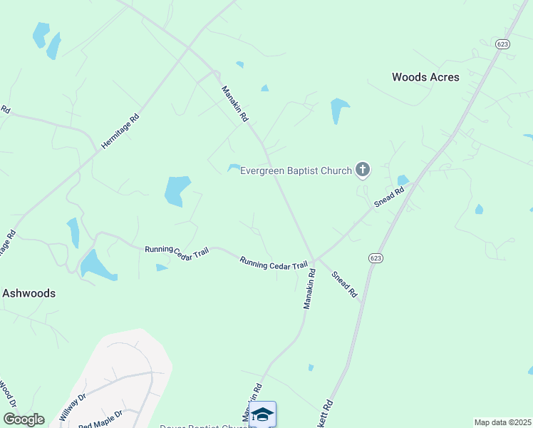 map of restaurants, bars, coffee shops, grocery stores, and more near 835 Running Cedar Court in Manakin-Sabot