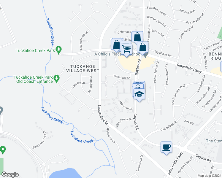 map of restaurants, bars, coffee shops, grocery stores, and more near 1809 Aston Lane in Richmond