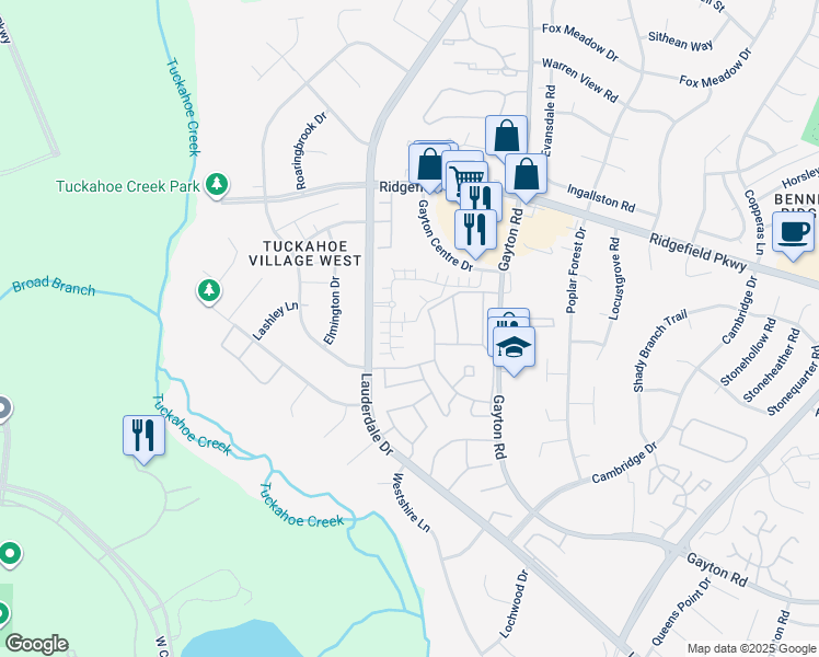 map of restaurants, bars, coffee shops, grocery stores, and more near 1809 Aston Lane in Richmond
