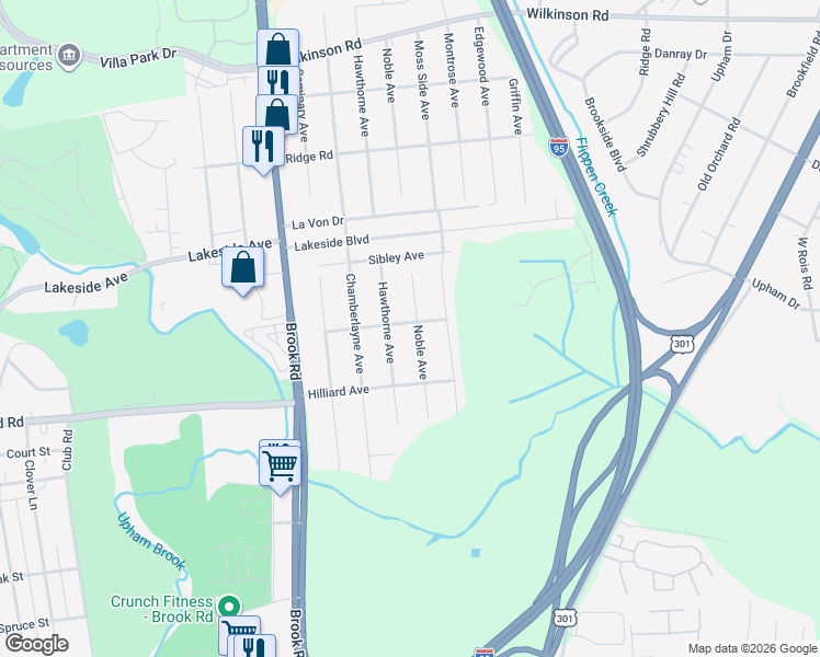 map of restaurants, bars, coffee shops, grocery stores, and more near 5528 Noble Avenue in Richmond
