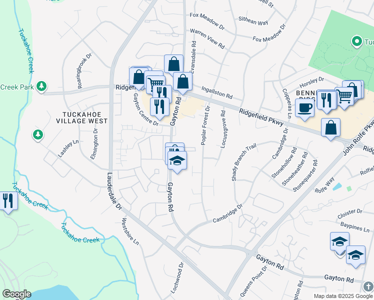 map of restaurants, bars, coffee shops, grocery stores, and more near 2322 Grants Circle in Richmond