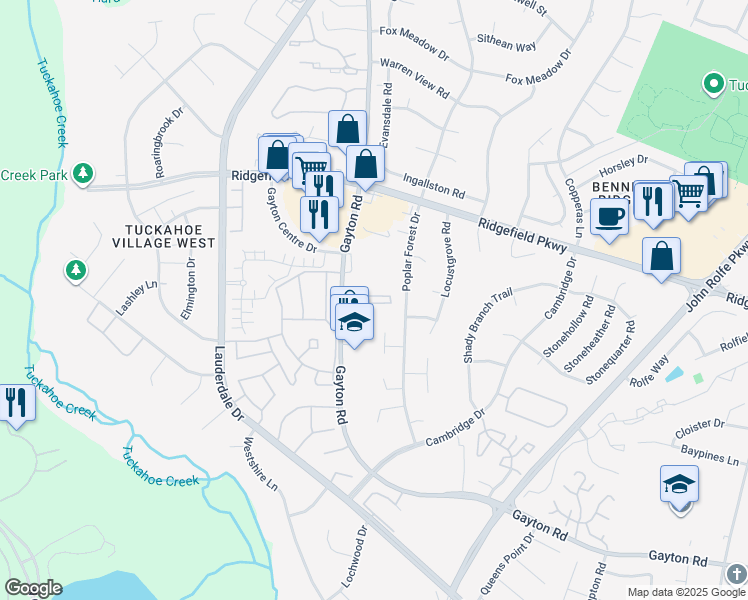 map of restaurants, bars, coffee shops, grocery stores, and more near 2322 Grants Circle in Richmond