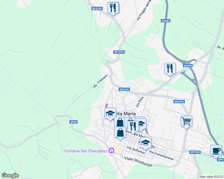 map of restaurants, bars, coffee shops, grocery stores, and more near 382 Via Vittorio Emanuele in Santa Maria di Licodia