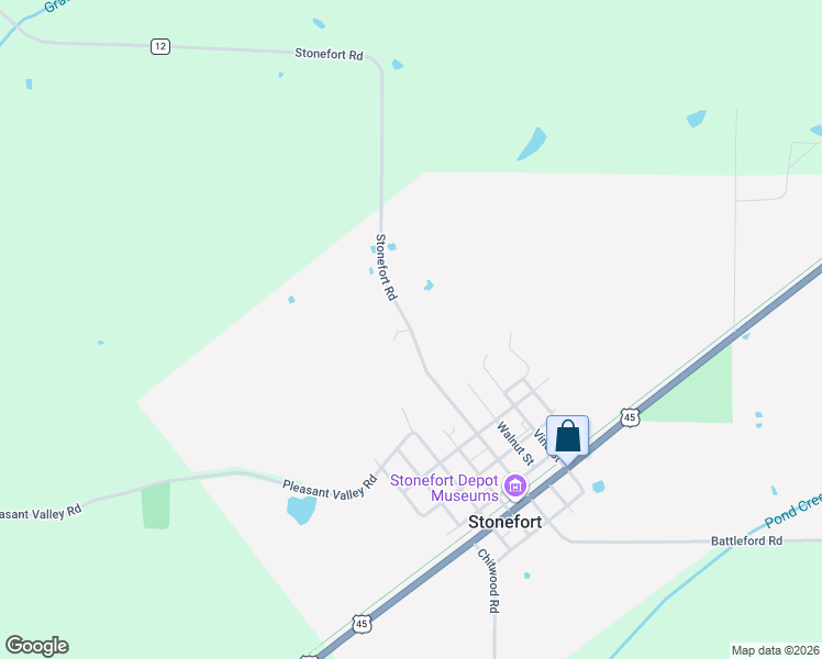 map of restaurants, bars, coffee shops, grocery stores, and more near County Road 12 in Stonefort