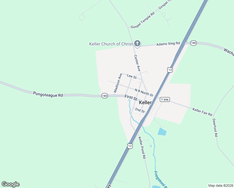 map of restaurants, bars, coffee shops, grocery stores, and more near Pungoteague Road in Painter