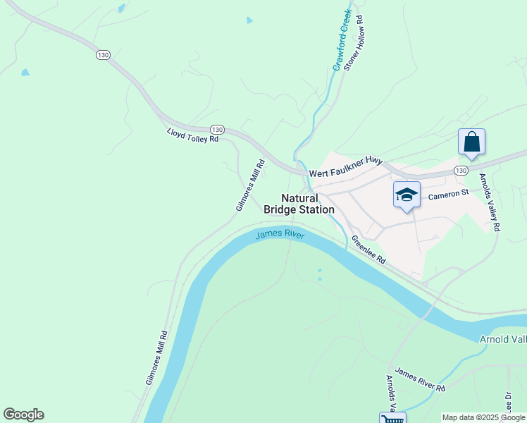 map of restaurants, bars, coffee shops, grocery stores, and more near 298 Lloyd Tolley Road in Natural Bridge Station