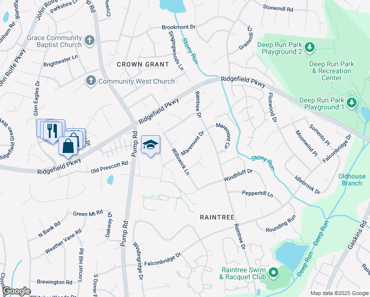 map of restaurants, bars, coffee shops, grocery stores, and more near 10320 Maremont Drive in Richmond