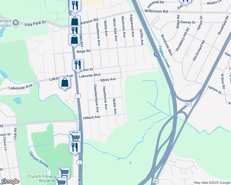map of restaurants, bars, coffee shops, grocery stores, and more near 5607 Noble Avenue in Richmond