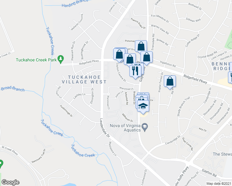 map of restaurants, bars, coffee shops, grocery stores, and more near 1812 Aston Lane in Richmond