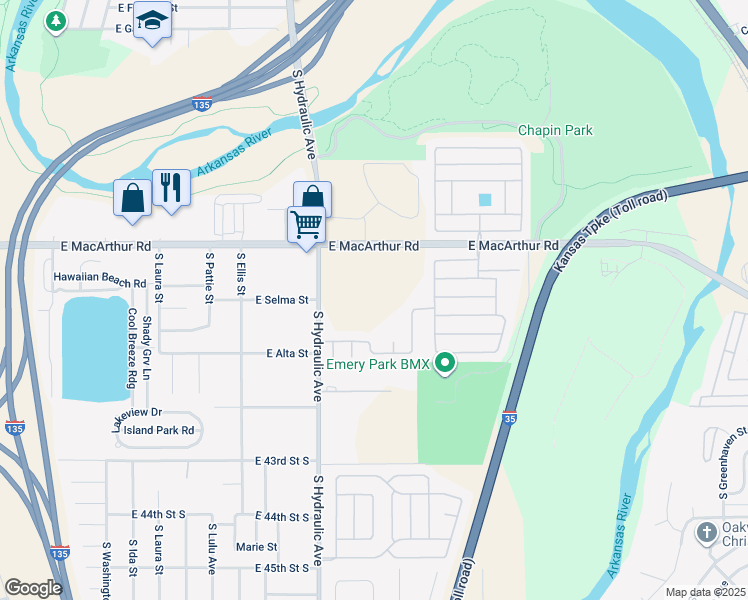 map of restaurants, bars, coffee shops, grocery stores, and more near 4110 South Hydraulic Avenue in Wichita
