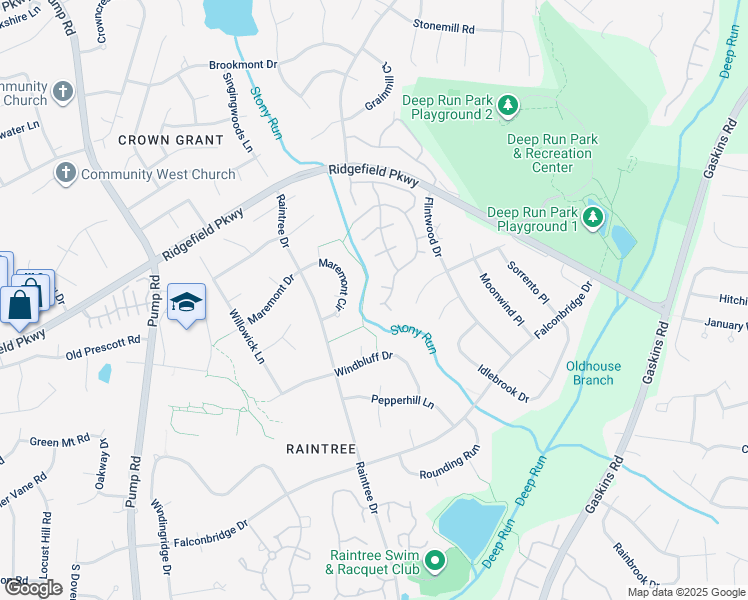 map of restaurants, bars, coffee shops, grocery stores, and more near 2004 Rocky Point Parkway in Richmond
