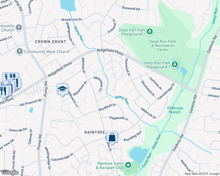 map of restaurants, bars, coffee shops, grocery stores, and more near 2004 Rocky Point Parkway in Richmond