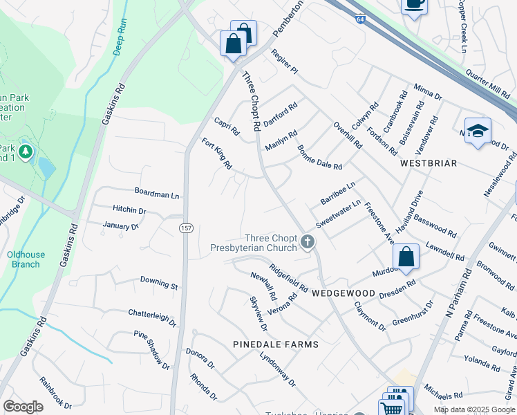 map of restaurants, bars, coffee shops, grocery stores, and more near 2016 Garland Estates Court in Richmond