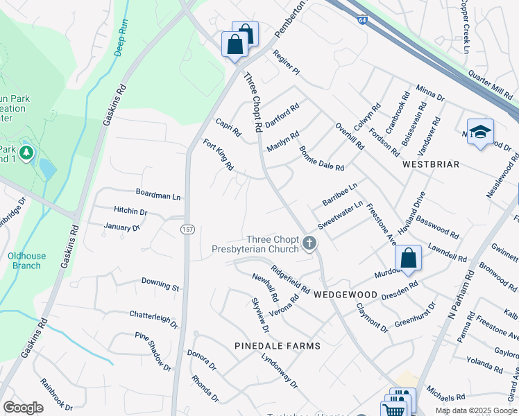 map of restaurants, bars, coffee shops, grocery stores, and more near 2016 Garland Estates Court in Richmond