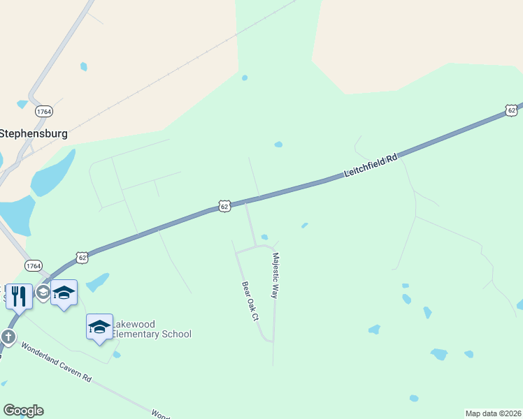 map of restaurants, bars, coffee shops, grocery stores, and more near 9659 Leitchfield Road in Cecilia