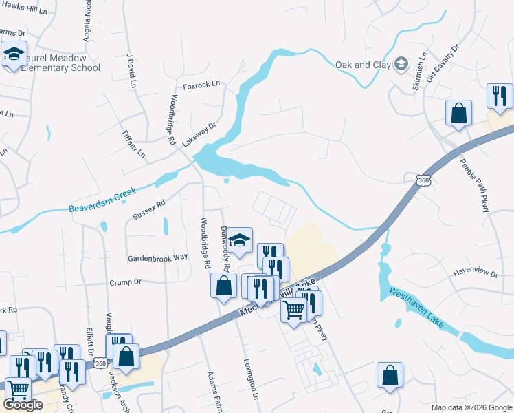 map of restaurants, bars, coffee shops, grocery stores, and more near 8124 Creekside Village Drive in Mechanicsville
