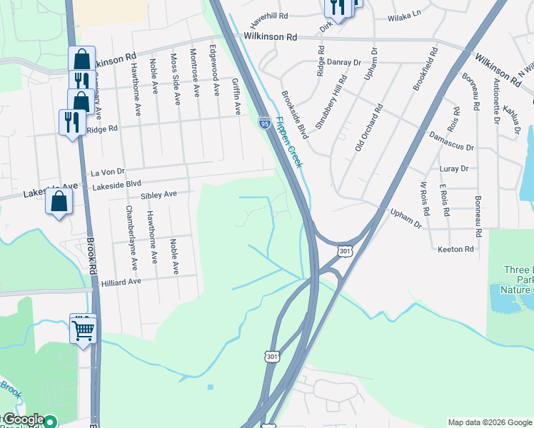 map of restaurants, bars, coffee shops, grocery stores, and more near 308 Lake Crest Court in Richmond