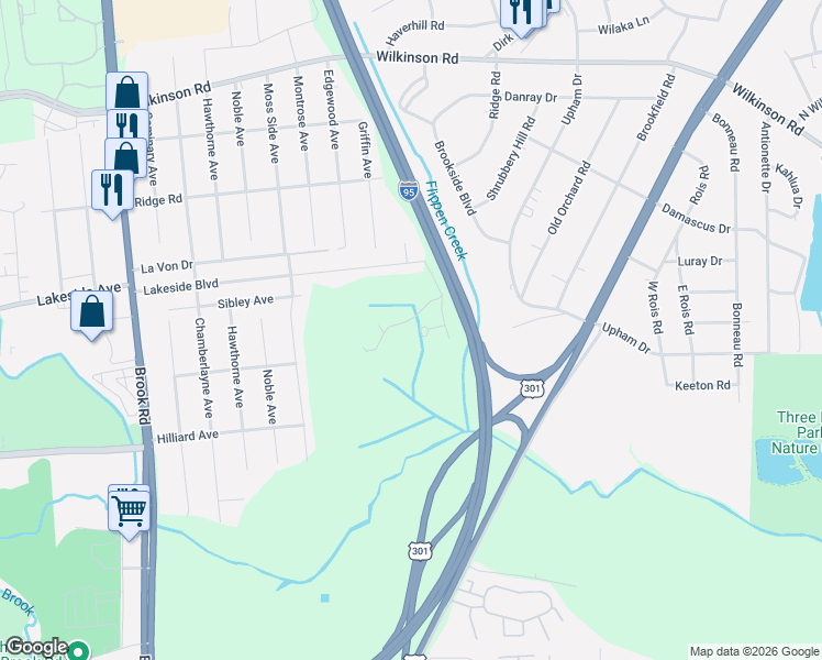 map of restaurants, bars, coffee shops, grocery stores, and more near 308 Lake Crest Court in Richmond