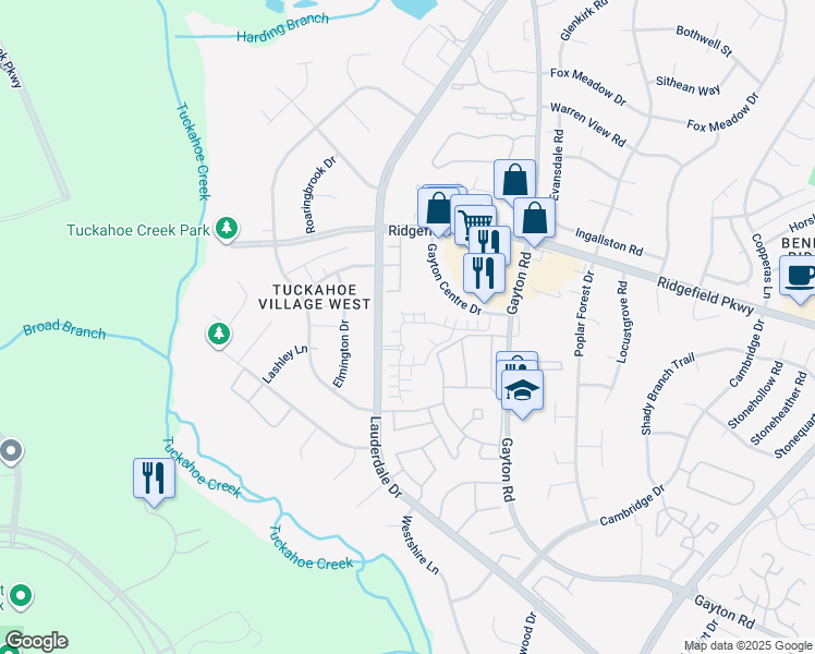 map of restaurants, bars, coffee shops, grocery stores, and more near 2527 Wanstead Court in Henrico