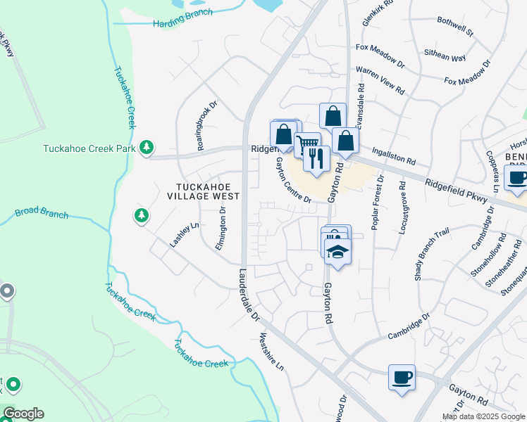 map of restaurants, bars, coffee shops, grocery stores, and more near 2527 Wanstead Court in Henrico