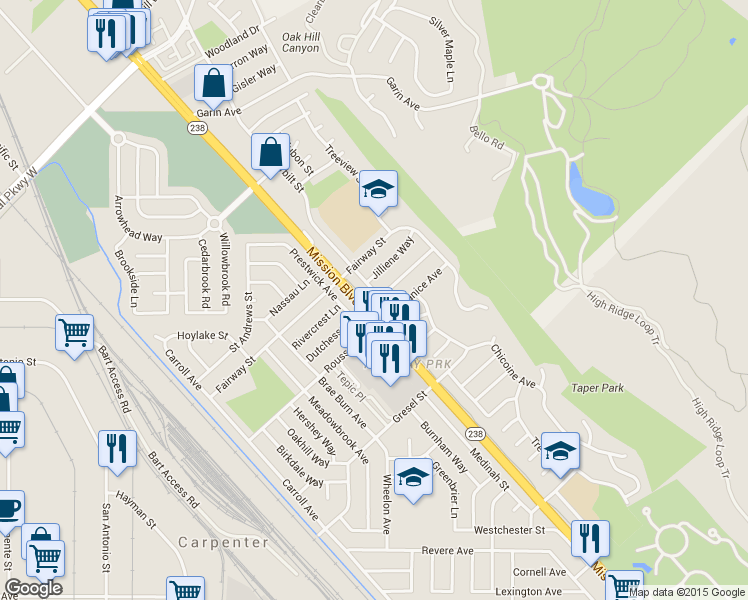 map of restaurants, bars, coffee shops, grocery stores, and more near 30897 Vanderbilt Street in Hayward