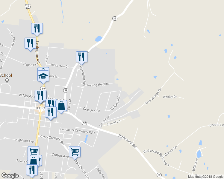 map of restaurants, bars, coffee shops, grocery stores, and more near 112 Woodland Avenue in Lancaster