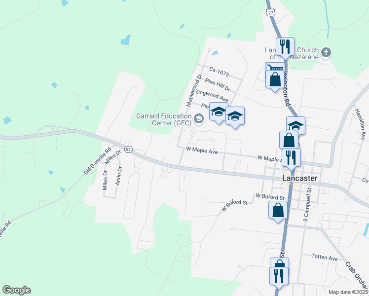 map of restaurants, bars, coffee shops, grocery stores, and more near 324 West Maple Avenue in Lancaster