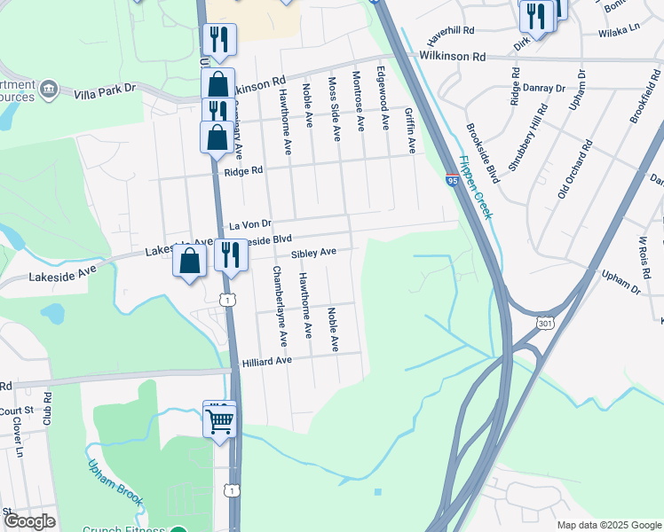 map of restaurants, bars, coffee shops, grocery stores, and more near 5627 Noble Avenue in Richmond